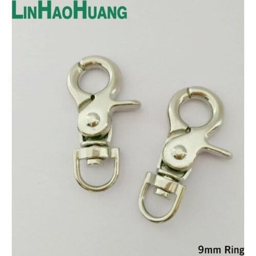 30pcs/lot 9mm 0.35 inch nickle color Alloy Swivel Clasps Snap Key Hooks DIY Key Chain Ring Free Shipping Ring-9MM