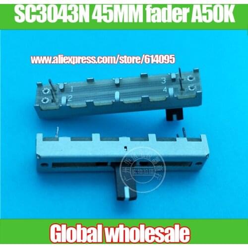 5pcs SC3043N 45MM fader single potentiometer A50K / white handle length 10MM / inner foot / 4 foot with midpoint