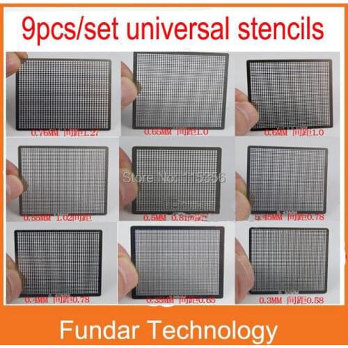 Free shipping 9pcs universal bga stencils template reballing stencils 0.35mm 0.40mm 0.45mm 0.50mm 0.55mm 0.60mm 0.65mm 0.76mm