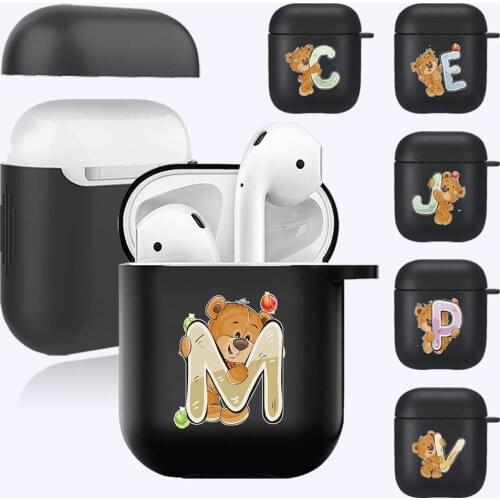 Airpod Cases for Apple Airpods 1st / 2nd Generation Alphabet bear series pattern Bluetooth Wireless Soft Silicone Earphone Cover