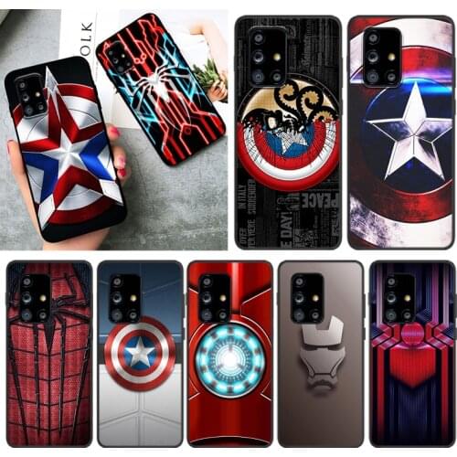 Marvel Superhero Logo For Samsung A01 02 02S 11 12 21 21S 22 31 32 41 42 51 72 S20 Ultra Plus 4G 5G Black phone Case