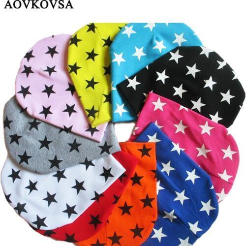 AOVKOVSA 2017 New cotton children Knitted hat autumn and winter small star baby hats Beanies cap girl