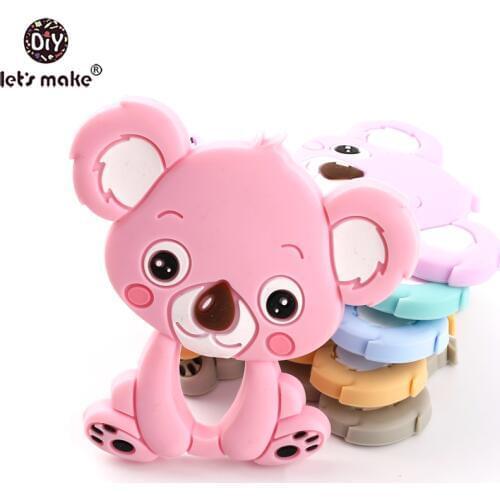Lets Make Baby Silicone Cute Koala Teether 5pc Food Grade Pram Toy Teething Accessories Handmade DIY Nursing Necklace Pendants