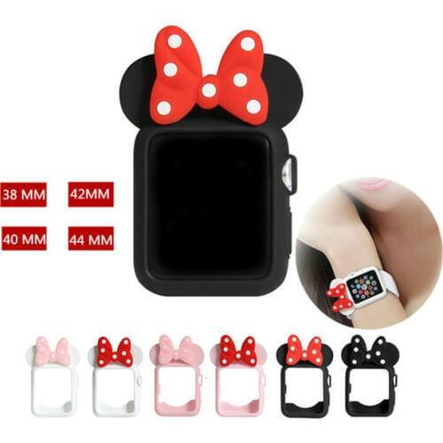 DHL 50PC Dot Soft Silicone Protector Case for Apple Watch Series 4 3 2 1 Band iWatch 38 42 40 44mm Cartoon Design for Minnie Kid