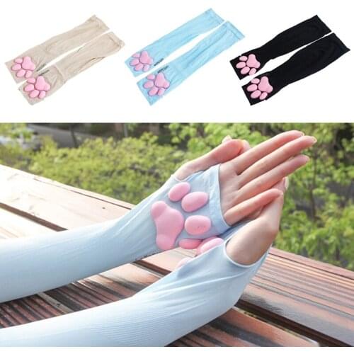 Stretchy 3D Cat Claw Pad Arm Sleeves UV Protection Cartoon Sleeve Outdoors Sport Sleeve Tattoo Cover Up Warm Soft Gloves S06 21