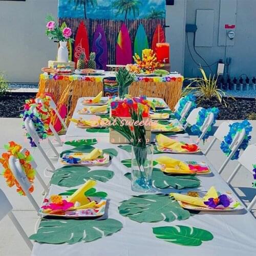 Artificial Tropical Palm Leaves Flowers for Hawaiian Luau Theme Birthday Party Decorations Home Wedding Decoration Supplies