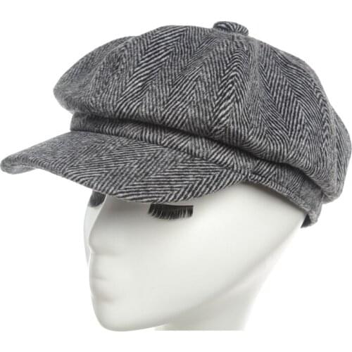 Newsboy Cap Octagonal Hat Women Man Winter Autumn Vintage Newsboys Hats Leisure and cotton blend canned flat cap