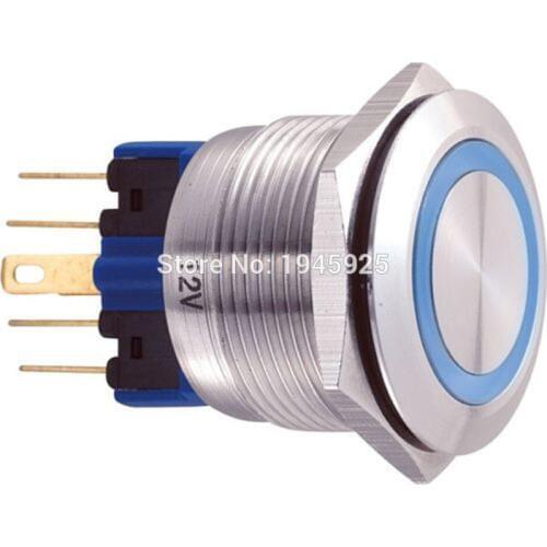 22mm Ring Led Light Momentary Push Button Switch DPST Metal Industrial Boat Car DIY Switch