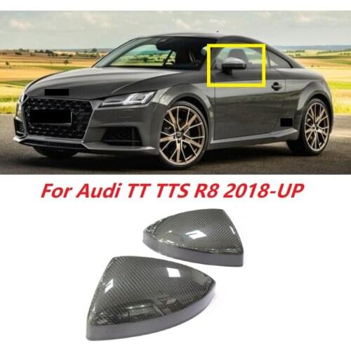 Replacement Style Dry Carbon Fiber Auto Side Mirror Cover Caps Fit For Audi TT TTS R8 2018-UP With/Without Lane Assist