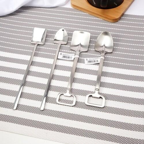 Square Head Spoon Tableware Dessert Afternoon Tea Teaspoon Shovel Spoon Coffee Ice Cream Spoon Retro