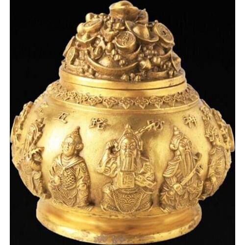 China brass five god of wealth cornucopia Small crafts statue