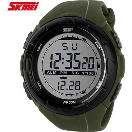 Skmei Brand Men LED Digital Military Watch, 50M Dive Swim Dress Sports Watches Fashion Outdoor Wristwatches