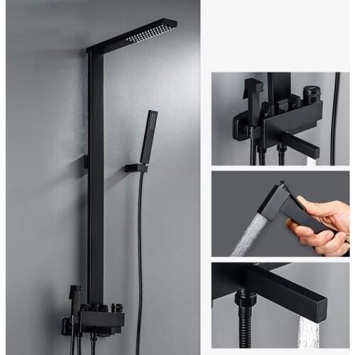 Bath shower faucets set bathroom shower tap wall mounted faucet mixer wall shower set Waterfall Massage big shower mixer