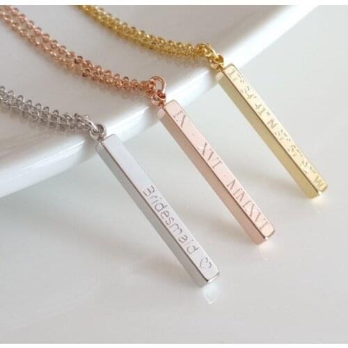 Customize Name Vertical Bar Necklaces Personalized Christmas Gift Best Friend Necklace for Women Engraved Pendant Necklace