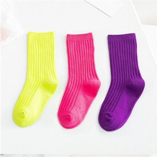 New Kids Socks Toddlers Girls Solid Color Knee High Long Soft Baby Kniekousen Meisje For Baby 3pair/set