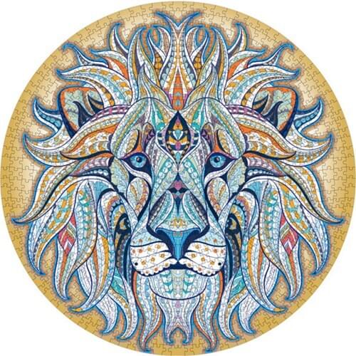 1000pcs Animal Lion Round Paper Puzzles For Adults Kids Jigsaw Puzzle Game Family Game Home Decoration Gifts