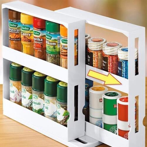 Kitchen Cabinet Storage Shelves Shelf Seasoning Storage Box Rotating Rack Seasoning RackHolder Multifunction Kitchen Organizer