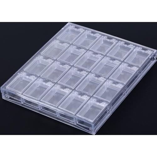 Clear Acrylic Empty Storage Box Strass Beads Jewelry Decoration Nail Art Display Removable Container Case 20 Grids
