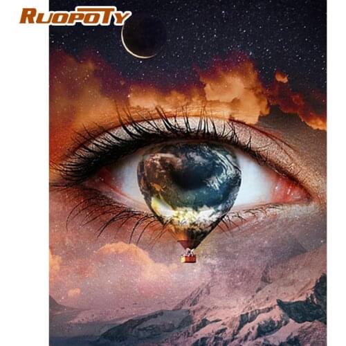 RUOPOTY Frame DIY Painting By Numbers Kits Eyes Acrylic Paint On Canvas Picture By Numbers Handpainted For Home Decor 60x75cm
