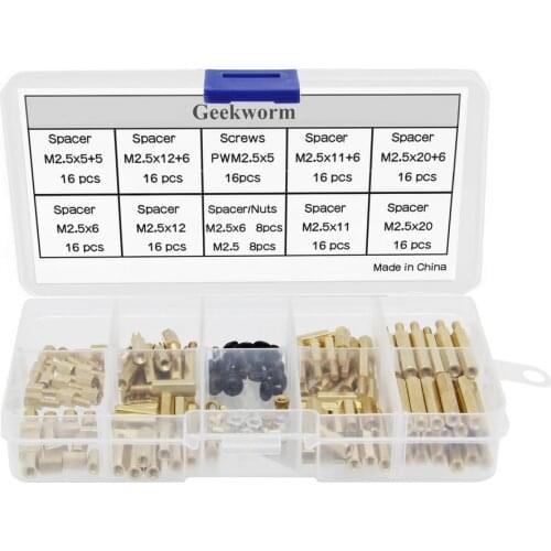 Raspberry Pi 160Pcs M2.5 Series Hex Brass Spacers Standoffs+Nuts+Screws Kit Accessories for Raspberry Pi 4 Model B/3B+/3B/2B/B