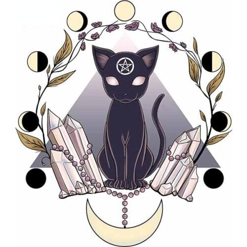 Lifelike Black Cat Mysterious Pentagram Car Stickers Cover Scratches Anti-UV Waterproof Personality Decals Sunscreen Motorcycle