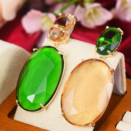 SORAMOORE Luxury Cute Big Oval Trendy High Quality Earrings Naija Wedding Party Earring Fashion Jewelry for Women Girl New Style