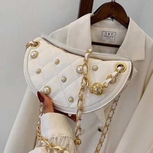 Luxury Handbags Women Bags Designer Fashion Saddle Crossbody Bag Ladies PU Leather Chains Shoulder Bags Diamond Clutch Purse