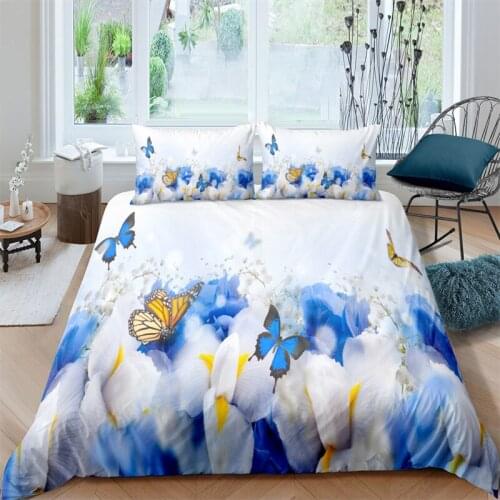 Luxury 3D Butterfly Print Home Living Comfortable Duvet Cover Set Pillowcase Kid Bedding Set Queen and King EU/US/AU/UK Size