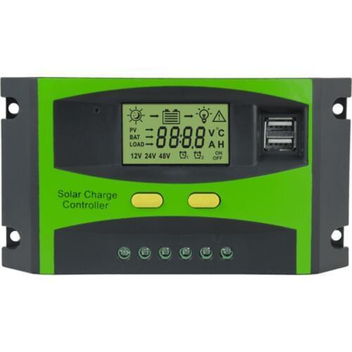 30A PWM Solar Controller Automatic Identification Solar Panel Battery Light Regulator Dual USB Charge Humiture Sense