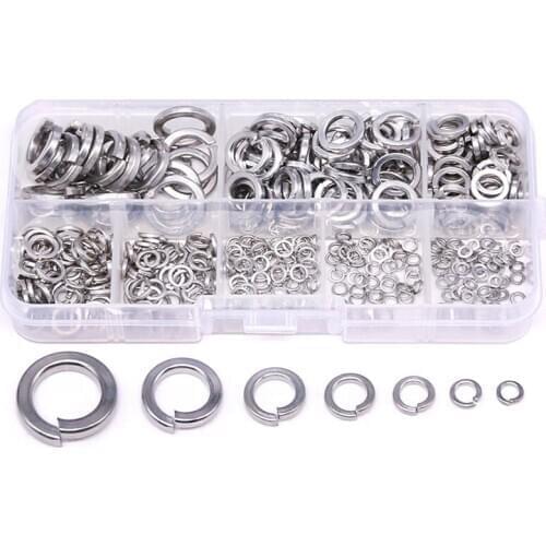 Spring Lock Washer,304 Stainless Steel Spring Lock Washer Assortment Set (410-Pcs,8-Size)