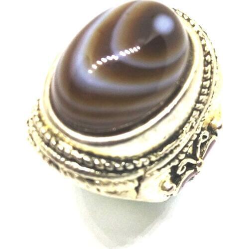 Vintage Sterling Silver Evil Eye Agate Gemstone Adjust Ring Natural Jewelry