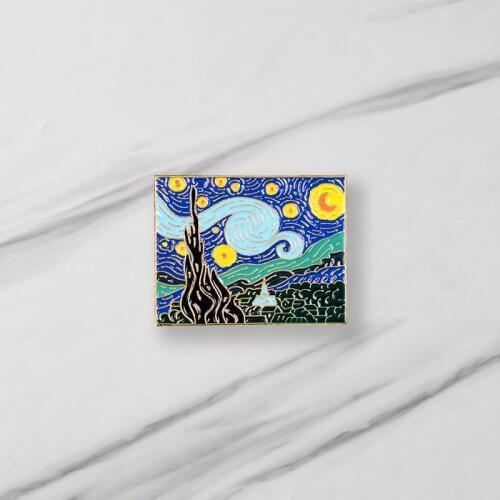 Vincent Willem Van Goghs The Starry Night Pin Denim Clothes Pin Badge Buckle Creative Jewelry gift For Friends