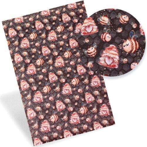 JOJO BOWS 22*30cm 1pc Faux Leather Sheets Cartoon Animals Printed Synthetic Leather Fabric Handmade Crafts DIY Hair Bow Supplies