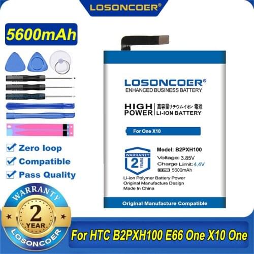 100% Original LOSONCOER 5600mAh B2PXH100 Battery For HTC E66 One X10 LTE-A X10 X10 Phone Battery Li-polymer
