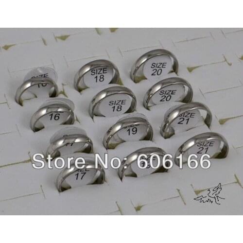 100pcs 4mm Wedding Bands Engagement Ring Mix Size Silver Tone Polishing Dome Half Round Stainless Steel Rings Fashion Jewelry