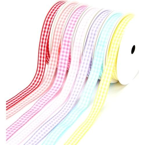5Yards/lot 10/15/25mm Plaid Cotton Ribbon Handmade Design Cotton Ribbons For Wedding Christmas Decoration DIY Sewing Fabric