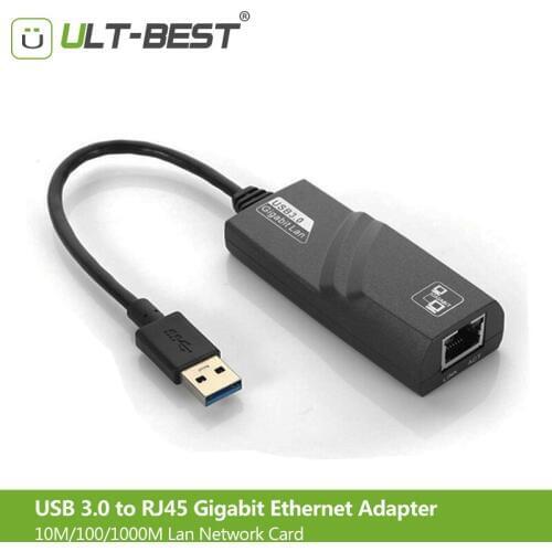 ULT-Best USB 3.0 to RJ45 Gigabit Ethernet Adapter 10M/100/1000M Lan Network Card Free Driver for Windows 7/8/10/XP/Mac OS