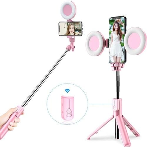 Wireless Bluetooth Selfie Stick with Led Ring Light Foldable Tripod Monopod For iPhone Xiaomi Huawei Samsung Android Live Tripod