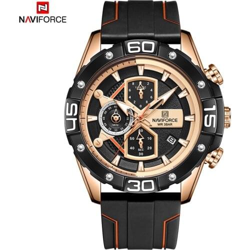 NAVIFORCE Mens Sports Watches Luxury Brand Creative Military Genuine Leather Wrist Watch Male Fashion Chronograph Clock 2021