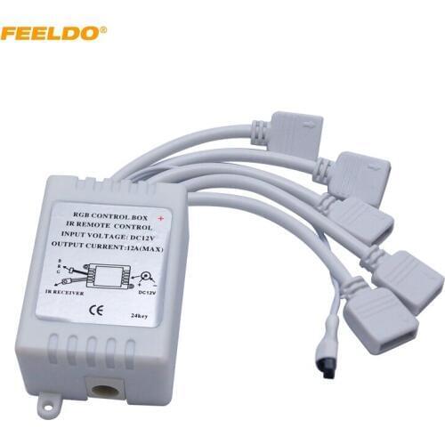 FEELDO 1Set DC12V-24V 12A 24Key RGB Controller 4Pin 5 Outputs IR remote Controller for LED Strip Light Colorful Change