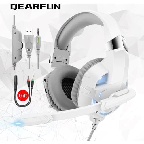 New Deep Bass PS5 Gamer Headset With Noise-cancelling Mic&White Led light 3.5MM+USB Wired Headphones For PS4/XBOX ONE