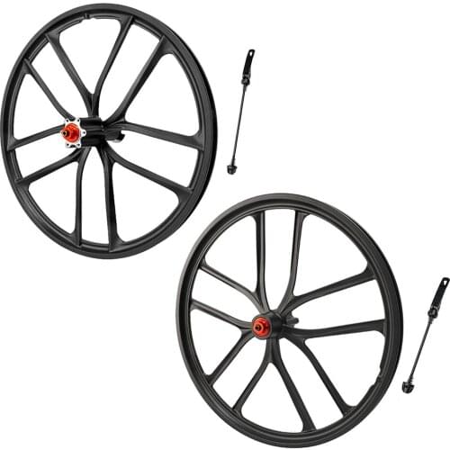Solid 20'' Folding Bike Wheelset Mountain Bicycle Integrated Wheel with Quick Release Skewer for 1.5~2.125 20 inch 100/135 Disc