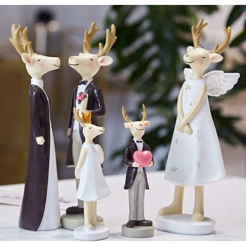 Creative Gentleman elk Statue Resin sculpture Crafts Simple Living Room Ornaments Home Office Store Decors Decorations