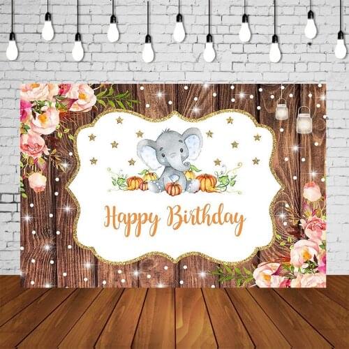 Sweet Girl Boy Elephant Birthday Party Backdrop Cute Baby Peanut Banners Pumpkin Portrait Background Poster Studio Decorations