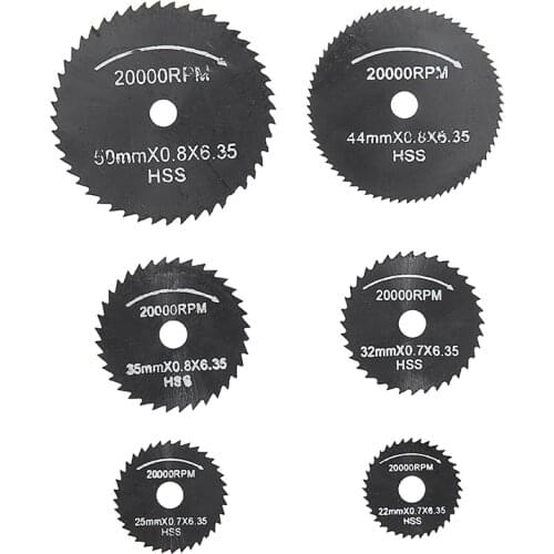 6pcs HSS Circular Saw Blade Set Accurate Rotary Cutting Discs +Extension Rod For Wood Drywall Plastic Sawing 22/25/32/35/45/50mm