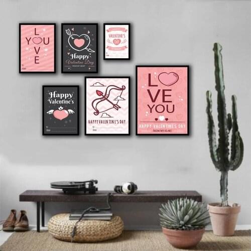 Cupids Arrow Happy Valentines Day Nordic Style Wall Art Canvas Print Painting Modern Living Room Decor Picture