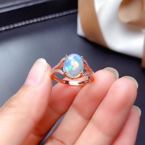 Natural Real Gemstone Opal Rings 925 Sterling Silver Engagement Ring Fine Jewelry Elegant Design for Women Gift