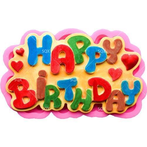 New Arrival Happy Birthday Shape Silicone Lace Mold Cake Tools, Fondant Bakeware Decorating, Candy, Cookie MR122
