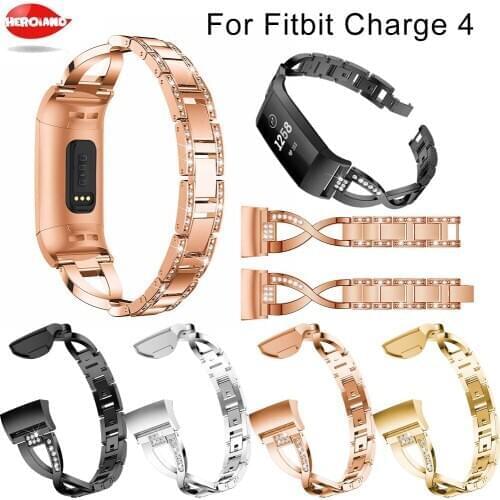 New fashion Crystal Diamond straps for Fitbit Charge 4 with Diamonds Adjustable Bracelet strap stainless steel Replacement Bands