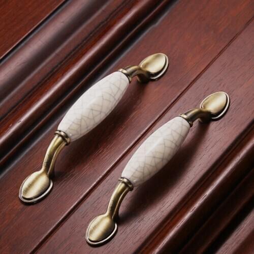 New Exquisite Cabinet Antique European Style Wardrobe Knobs Classical Garden Ceramic Furniture Handle